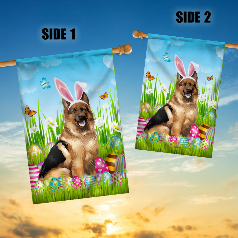 German Shepherd Happy Easter Day Holiday Flag Funny Dog Dog Wear Bunny Ears Headband Cute for Home Decor | teecentury