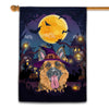 German Shepherd Witch Halloween Flag Castle Background For Dog Lover Home Flag | Teecentury.com