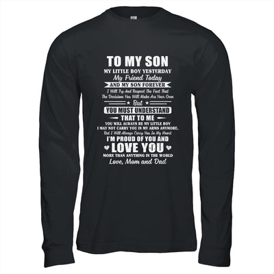 Gift To My Son My Little Boy My Friend Forever From Mom Dad T-Shirt & Hoodie | Teecentury.com