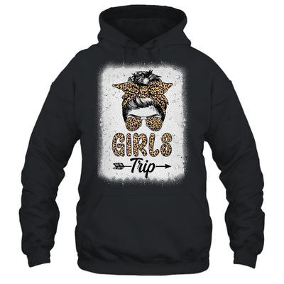 Girls Trip 2023 Messy Bun Leopard Best Friend Matching Girl Shirt & Tank Top | teecentury