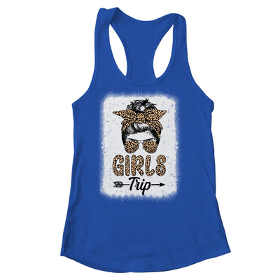 Girls Trip 2023 Messy Bun Leopard Best Friend Matching Girl Shirt & Tank Top | teecentury