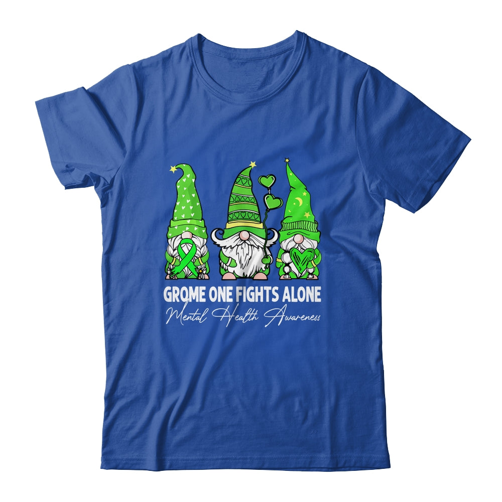 Gnome One Fights Alone Mental Health Awareness Green Ribbon Shirt & Tank Top | teecentury