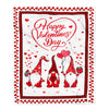 Gnome Valentine's Day Love Heart Red Plaid Buffalo Leopard Fleece Blanket Blanket | Teecentury.com