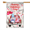 Gnomes Valentine Flag Happy Valentine's Day Red Truck Gnomes Couple Flag | Teecentury.com