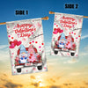 Gnomes Valentine Flag Happy Valentine's Day Red Truck Gnomes Couple Flag | Teecentury.com