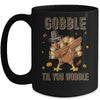 Gobble Til You Wobble Dabbing Turkey Thanksgiving Mug Coffee Mug | Teecentury.com