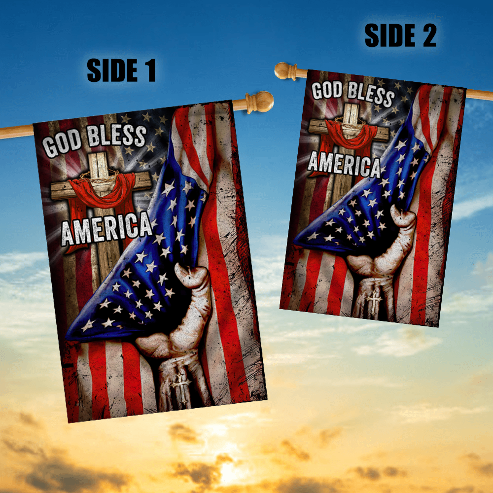 God Bless America Christian Cross Flag God Flag | Teecentury.com