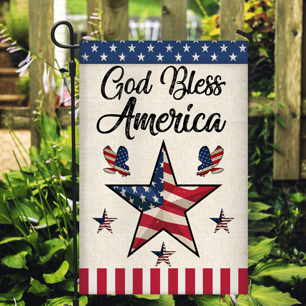 God Bless America Flag Star American Patriotic Home Flag | Teecentury.com