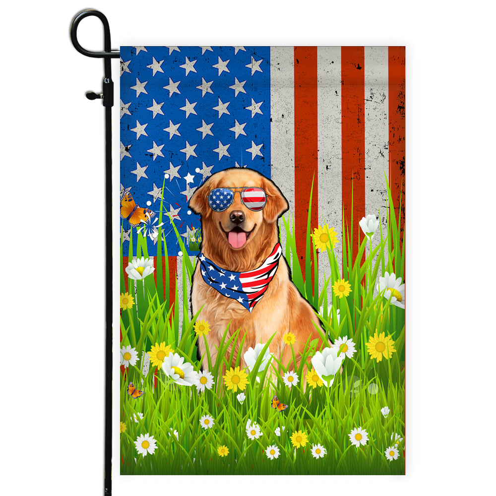 Golden Retriever American USA Flag 4th of July Dog Lover On Independence Day | teecentury