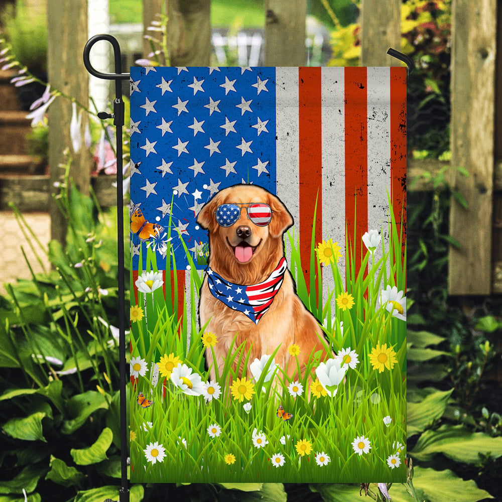Golden Retriever American USA Flag 4th of July Dog Lover On Independence Day | teecentury