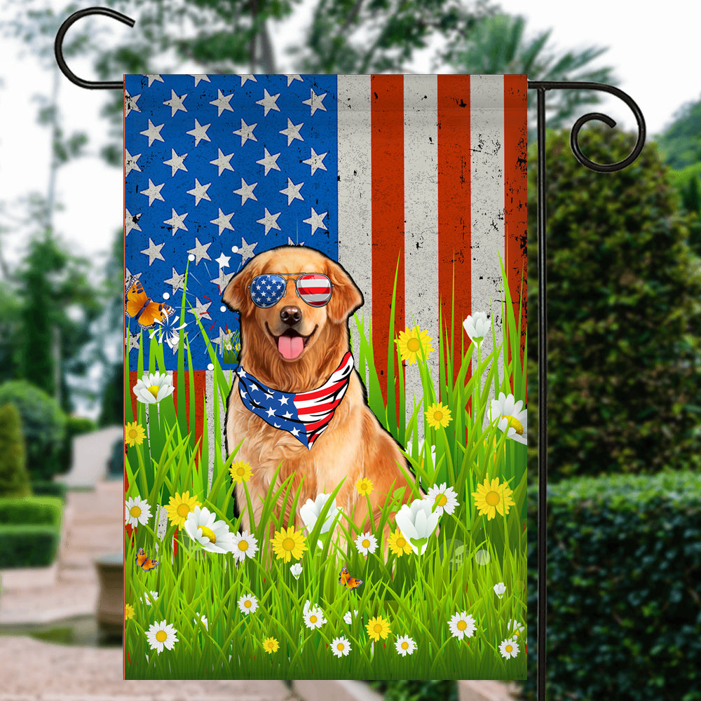 Golden Retriever American USA Flag 4th of July Dog Lover On Independence Day | teecentury