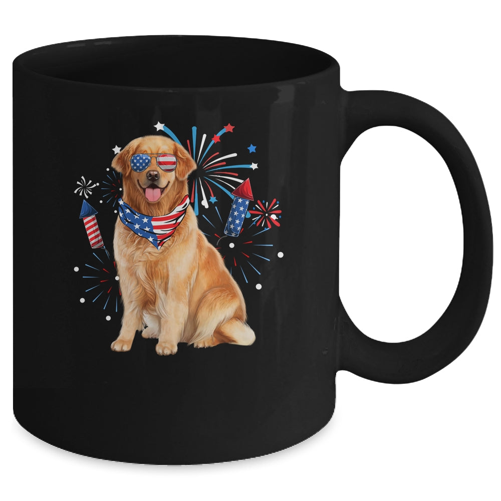 Golden Retriever Dog American USA Flag 4th of July Men Lover Mug | teecentury