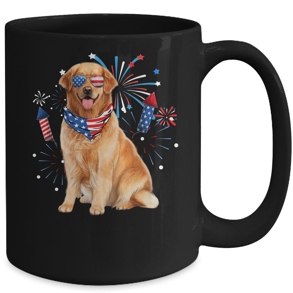 Golden Retriever Dog American USA Flag 4th of July Men Lover Mug | teecentury