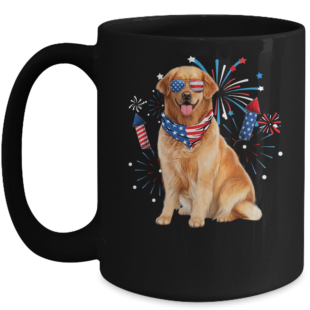 Golden Retriever Dog American USA Flag 4th of July Men Lover Mug | teecentury