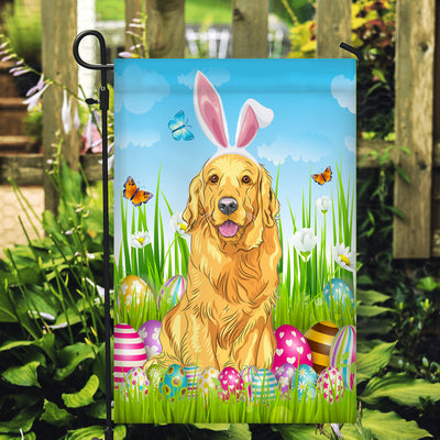 Golden Retriever Happy Easter Day Holiday Flag Funny Dog Dog Wear Bunny Ears Headband Cute for Home Decor | teecentury