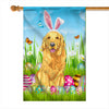 Golden Retriever Happy Easter Day Holiday Flag Funny Dog Dog Wear Bunny Ears Headband Cute for Home Decor | teecentury