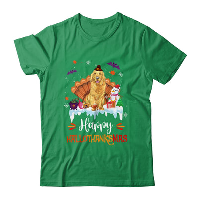 Golden Retriever Happy HalloThanksMas Halloween Christmas Shirt & Sweatshirt | teecentury