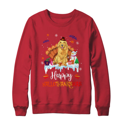 Golden Retriever Happy HalloThanksMas Halloween Christmas Shirt & Sweatshirt | teecentury