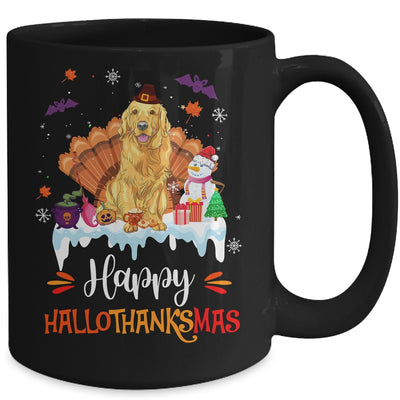 Golden Retriever Happy HalloThanksMas Halloween Christmas Mug | teecentury