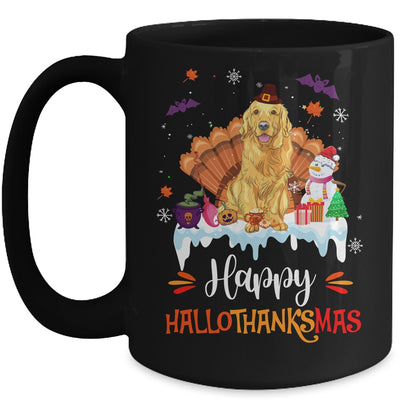 Golden Retriever Happy HalloThanksMas Halloween Christmas Mug | teecentury