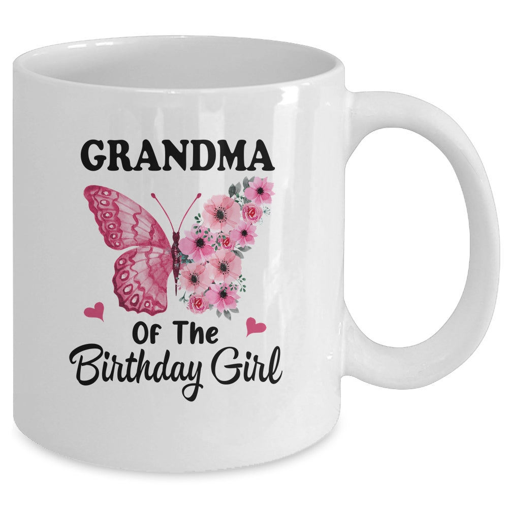 Grandma 1st First Birthday Matching Family Butterfly Floral Mug | teecentury