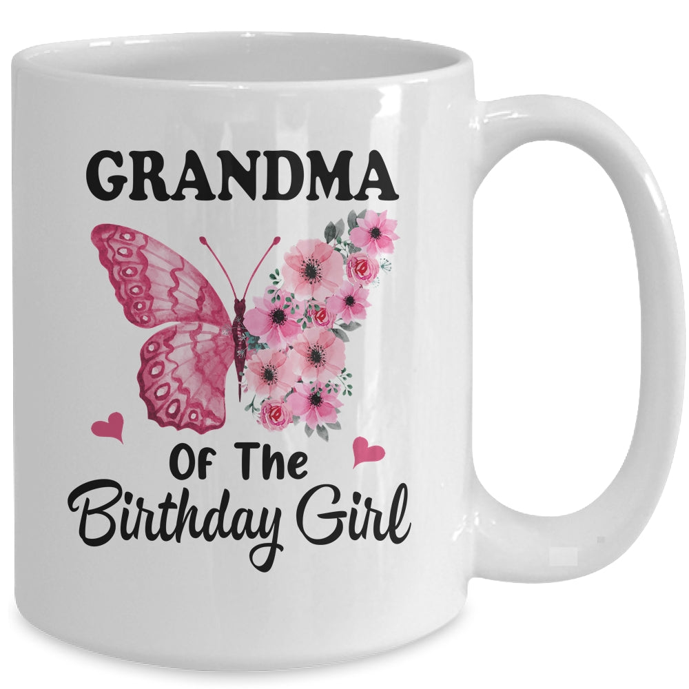 Grandma 1st First Birthday Matching Family Butterfly Floral Mug | teecentury