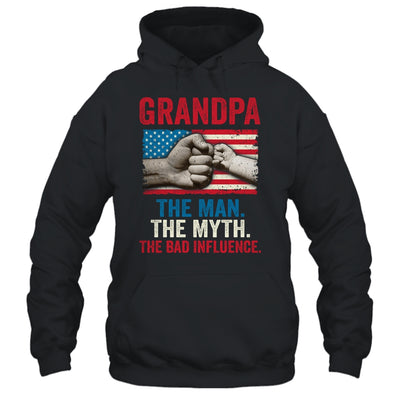 Grandpa The Man The Myth The Bad Influence American Flag T-Shirt & Hoodie | Teecentury.com