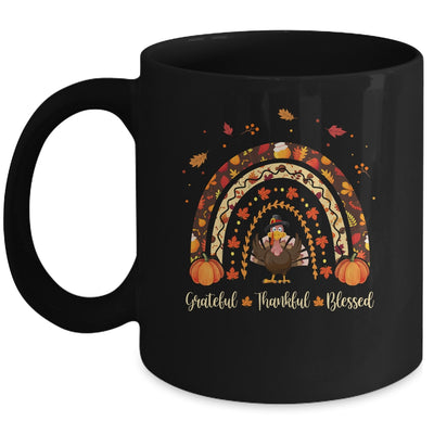 Grateful Thankful Blessed Rainbow Gobble Turkey Thanksgiving Mug Coffee Mug | Teecentury.com