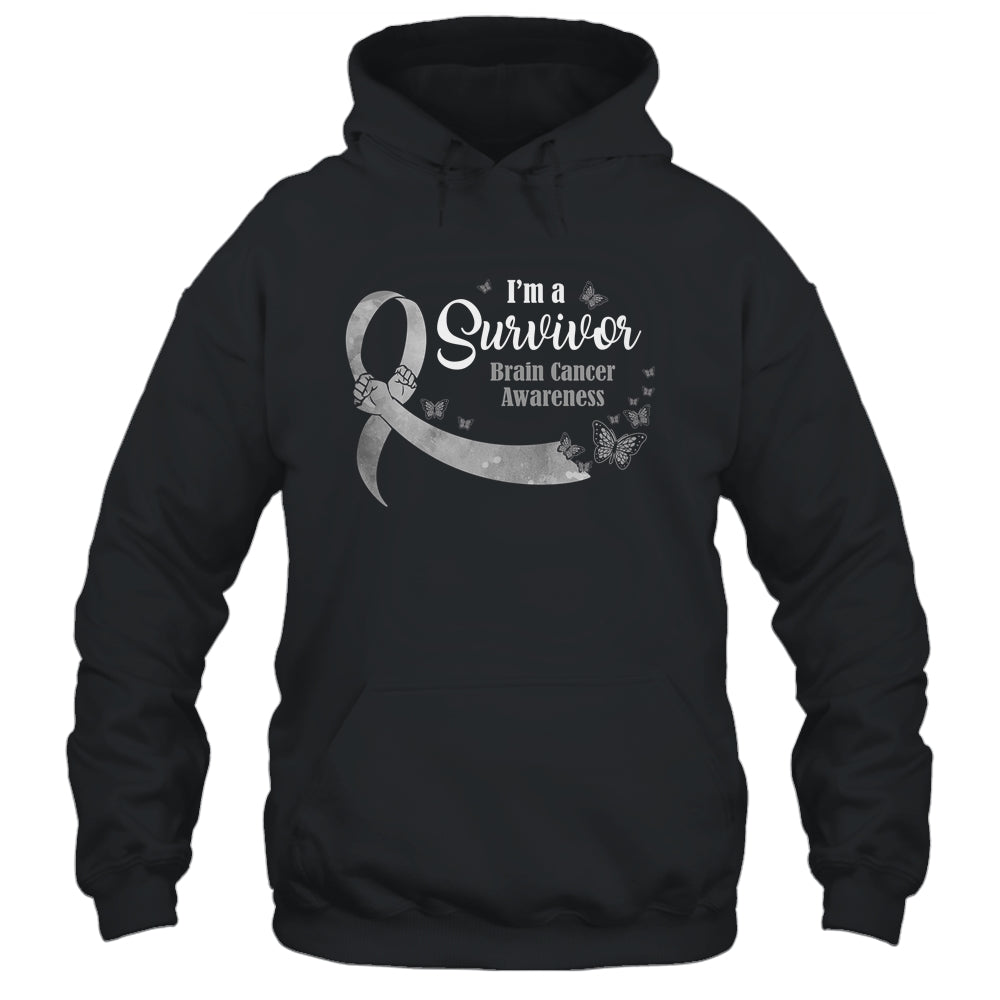 Gray Butterfly I'm A Survivor Brain Cancer Awareness T-Shirt & Hoodie | Teecentury.com