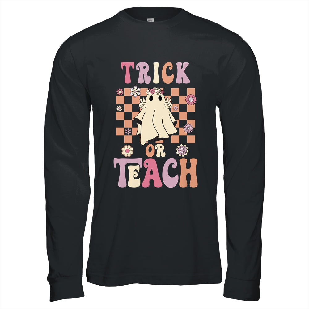Groovy Halloween Teacher Floral Ghost Trick Or Teach Cute Shirt & Hoodie | teecentury