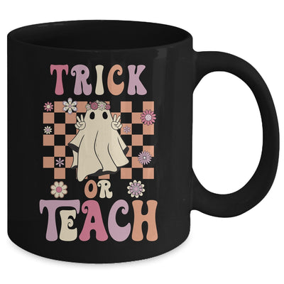 Groovy Halloween Teacher Floral Ghost Trick Or Teach Cute Mug | teecentury