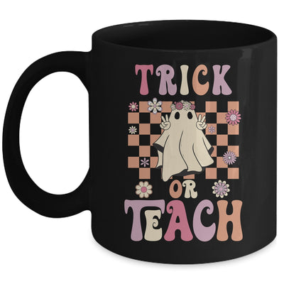 Groovy Halloween Teacher Floral Ghost Trick Or Teach Cute Mug | teecentury