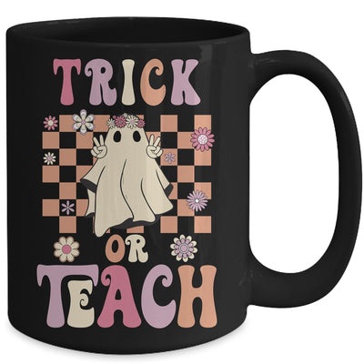 Groovy Halloween Teacher Floral Ghost Trick Or Teach Cute Mug | teecentury