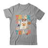 Groovy Halloween Trick or Teach Retro Floral Ghost Teacher Shirt & Tank Top | teecentury