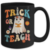 Groovy Halloween Trick or Teach Retro Floral Ghost Teacher Mug | teecentury