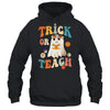 Groovy Halloween Trick or Teach Retro Floral Ghost Teacher Shirt & Tank Top | teecentury