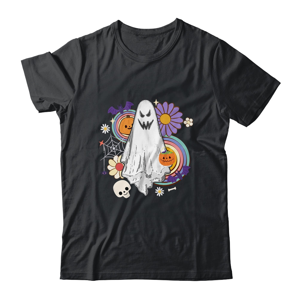 Groovy Vintage Floral Ghost Hippie Halloween Spooky Season Shirt & Hoodie | teecentury