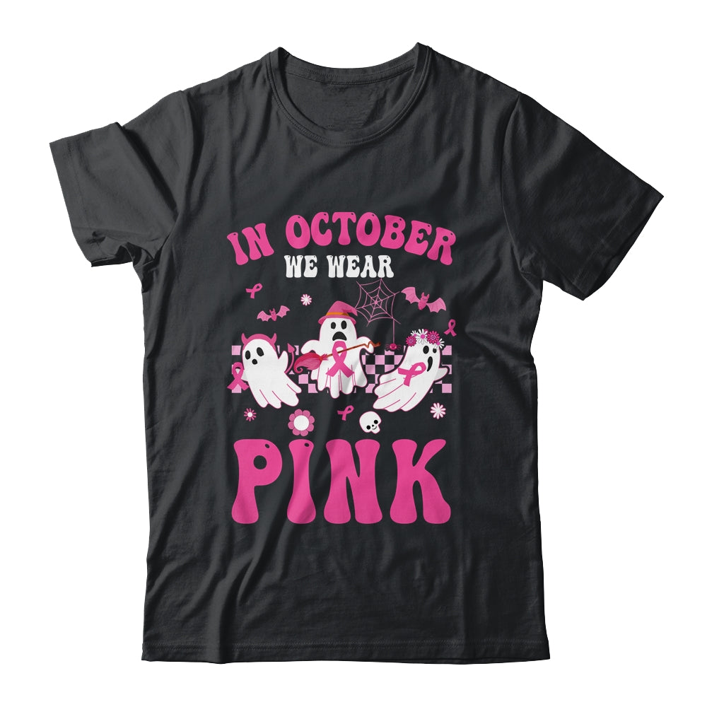 Groovy Wear Pink Breast Cancer Warrior Ghost Halloween Shirt & Hoodie | teecentury