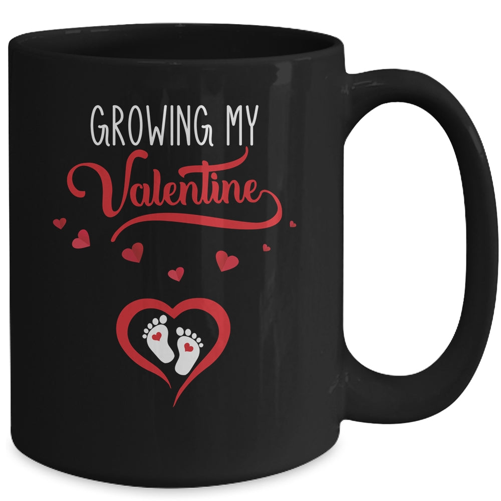 Growing My Valentine Pregnancy New Mom Valentines Day Mug Coffee Mug | Teecentury.com