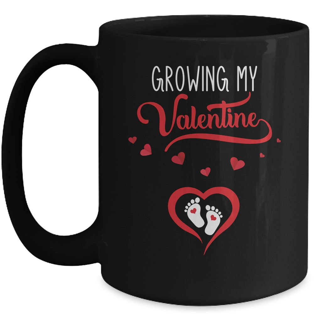 Growing My Valentine Pregnancy New Mom Valentines Day Mug Coffee Mug | Teecentury.com