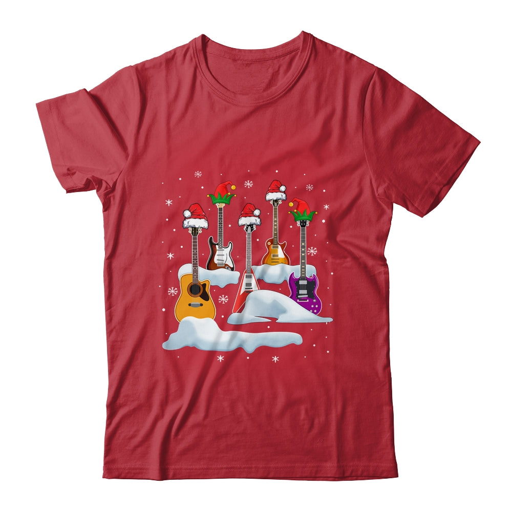 Guitar Santa Hat Christmas Tree Funny Music Loves Xmas T-Shirt & Sweatshirt | Teecentury.com