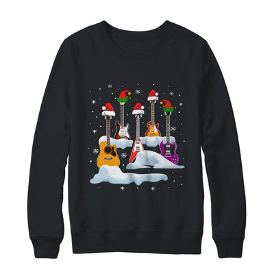 Guitar Santa Hat Christmas Tree Funny Music Loves Xmas T-Shirt & Sweatshirt | Teecentury.com