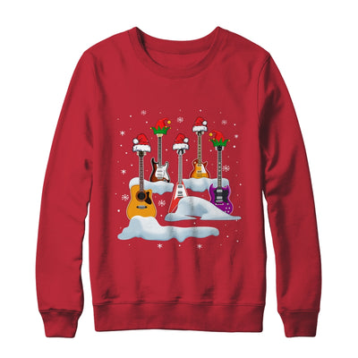 Guitar Santa Hat Christmas Tree Funny Music Loves Xmas T-Shirt & Sweatshirt | Teecentury.com