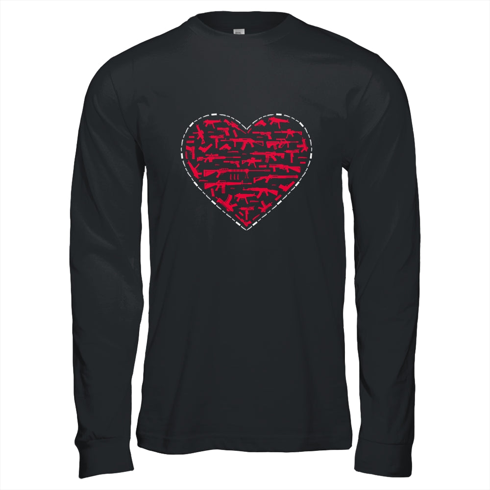 Gun Shaped Heart Valentines Days Gift Gun Lovers Gift T-Shirt & Hoodie | Teecentury.com