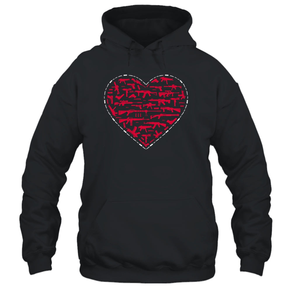 Gun Shaped Heart Valentines Days Gift Gun Lovers Gift T-Shirt & Hoodie | Teecentury.com