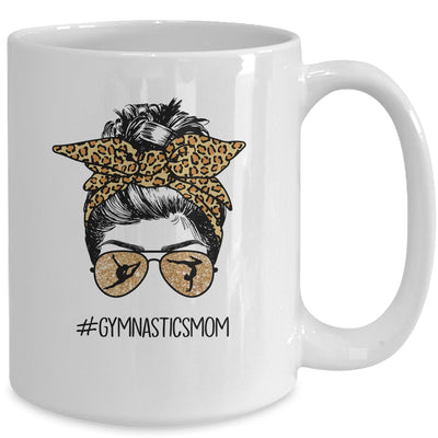 Gymnastics Mom Leopard Messy Bun Hair Glasses Mug Coffee Mug | Teecentury.com