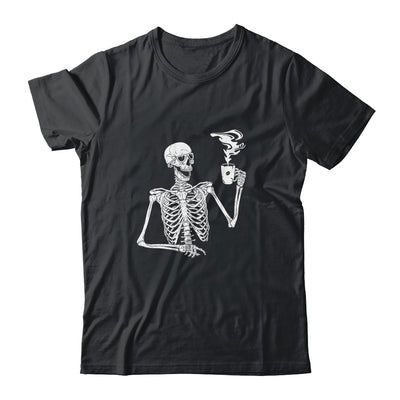 Halloween Coffee Drinking Skeleton Skull T-Shirt & Sweatshirt | Teecentury.com