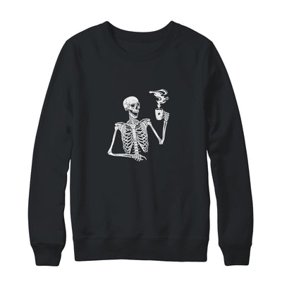 Halloween Coffee Drinking Skeleton Skull T-Shirt & Sweatshirt | Teecentury.com