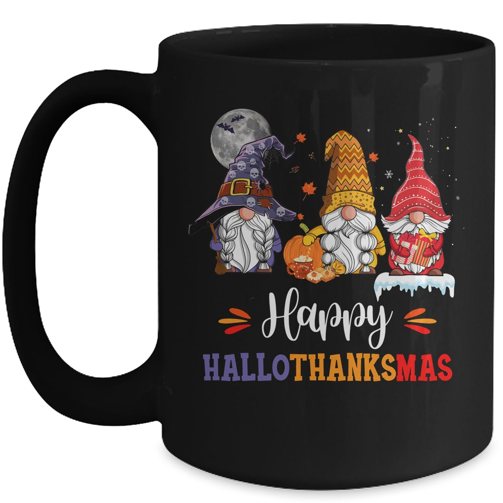 Halloween Thanksgiving Christmas Happy HalloThanksMas Gnomes Mug Coffee Mug | Teecentury.com