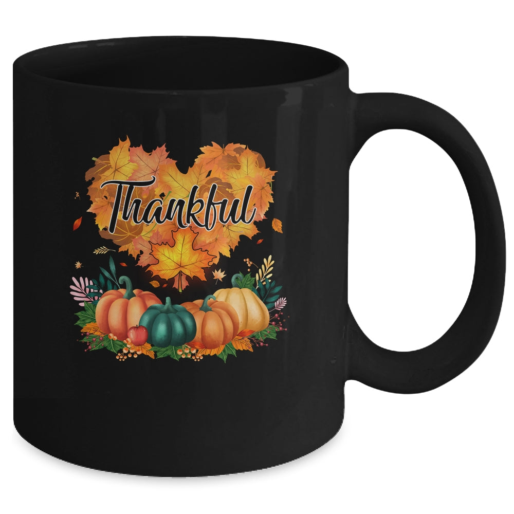 Happpy Thanksgiving Day Autumn Fall Maple Leaves Thankful Mug Coffee Mug | Teecentury.com